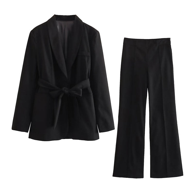 Blazer met riem en pantalon voor dames