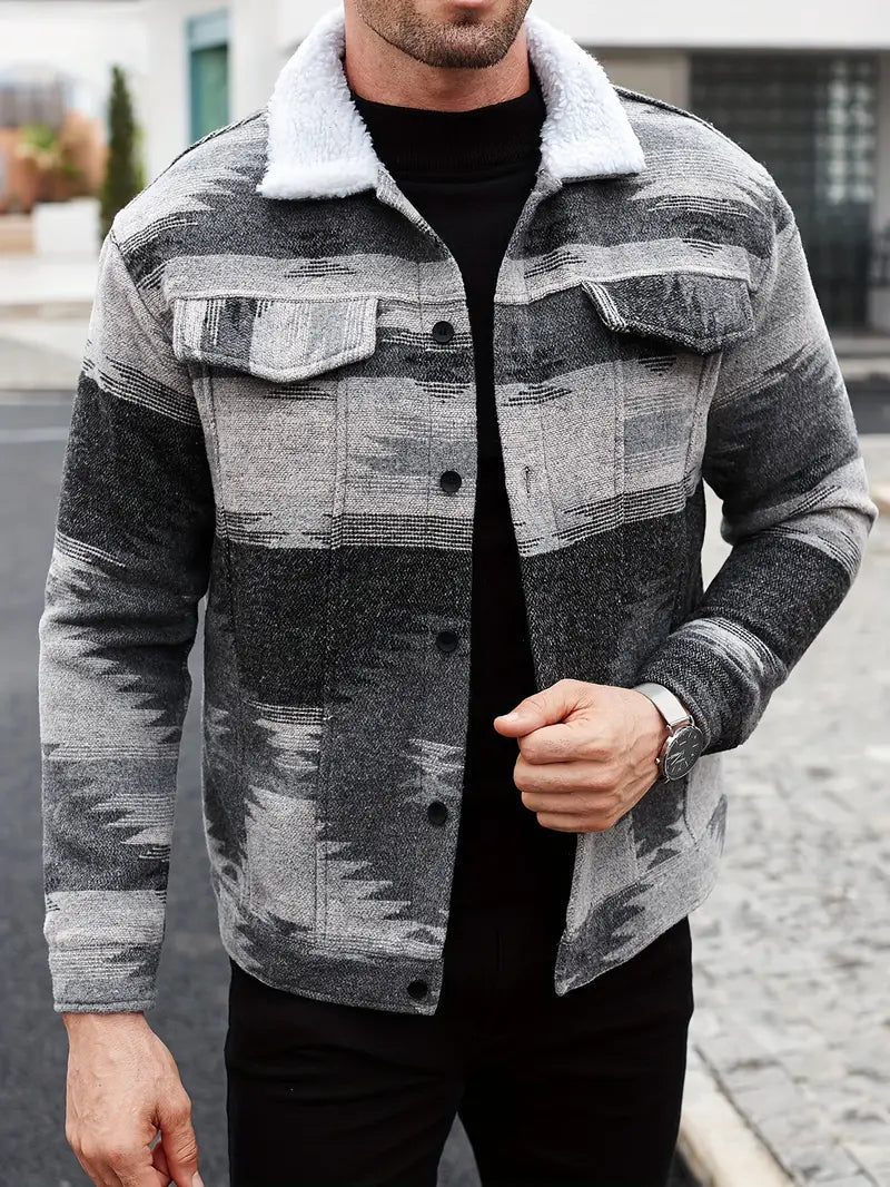 Winterjas met knopen en sherpavoering voor heren