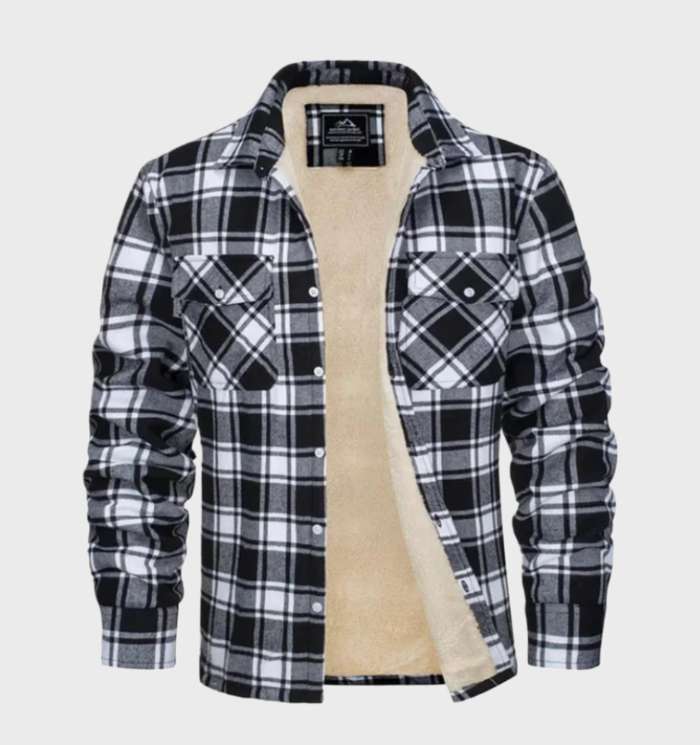 Flanellen Herenjack in vintage Stijl met fleece Voering - George
