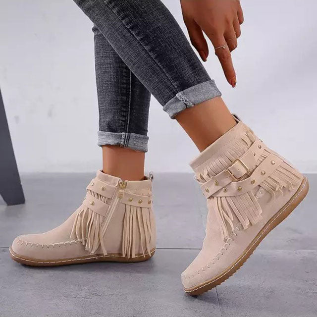 Comfortabele vintage Dames Schoenen Met Rits - Brunen