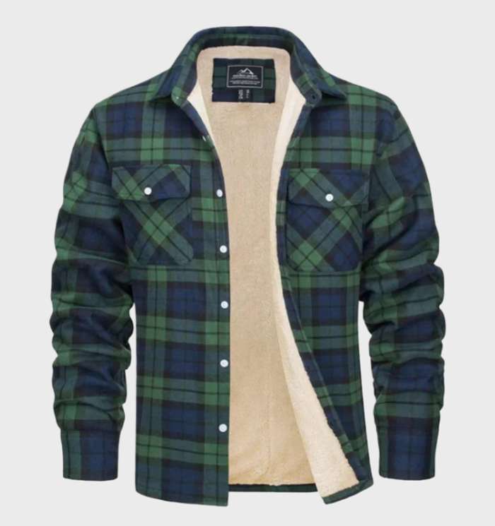 Flanellen Herenjack in vintage Stijl met fleece Voering - George