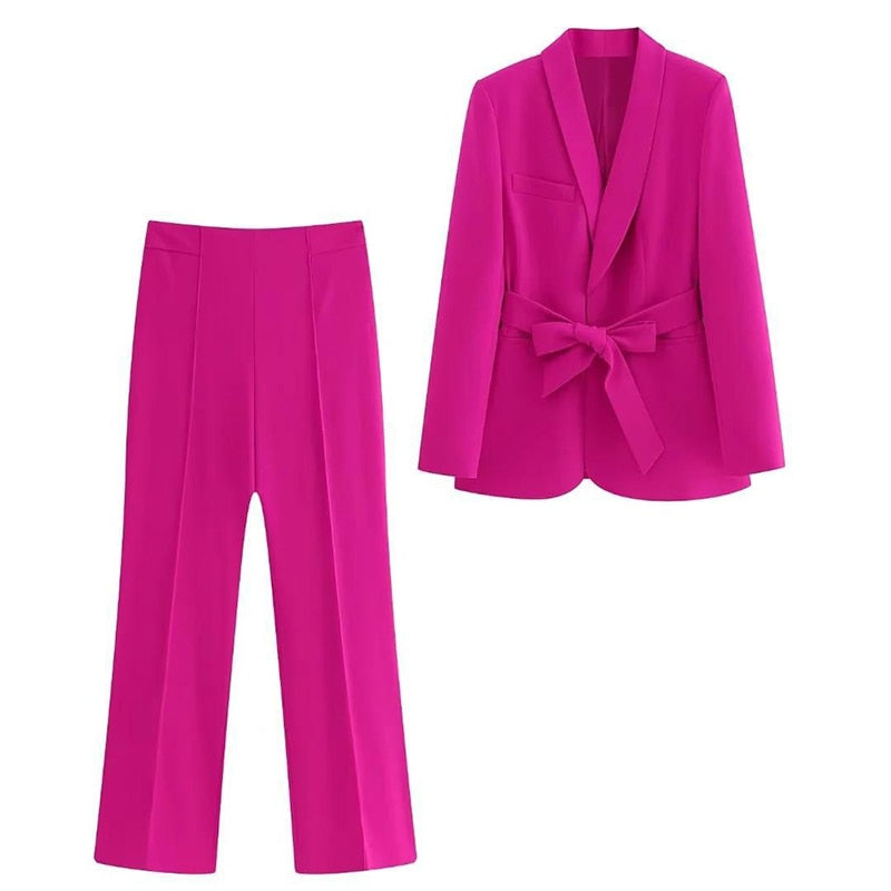 Blazer met riem en pantalon voor dames