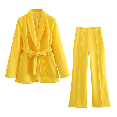Blazer met riem en pantalon voor dames
