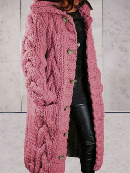 Oversized gebreide lange jas met capuchon voor dames