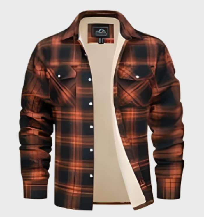 Flanellen Herenjack in vintage Stijl met fleece Voering - George