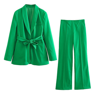 Blazer met riem en pantalon voor dames