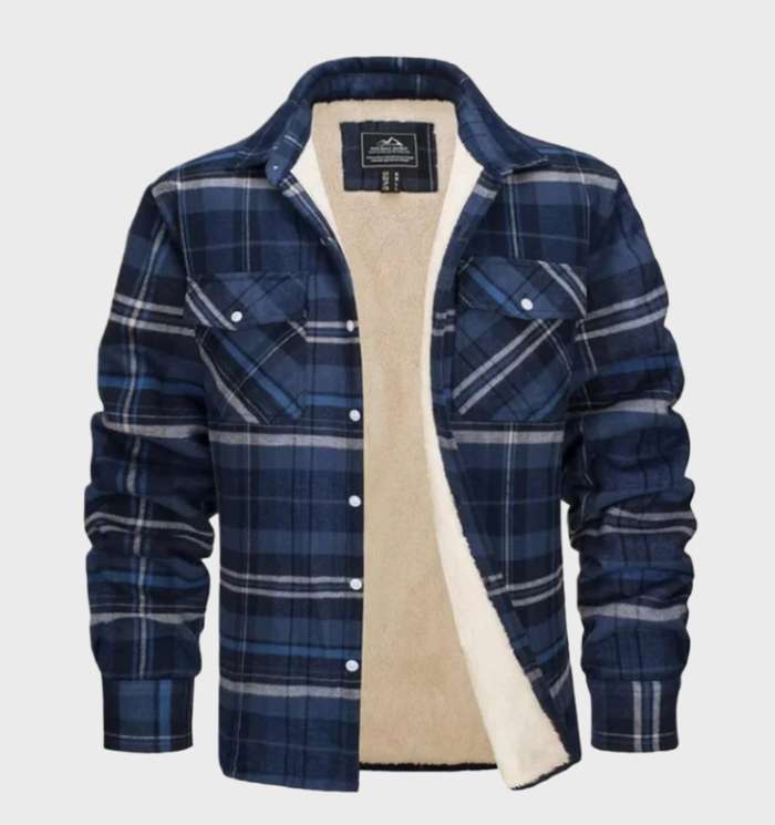 Flanellen Herenjack in vintage Stijl met fleece Voering - George