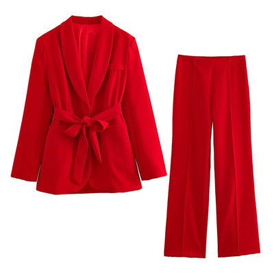 Blazer met riem en pantalon voor dames