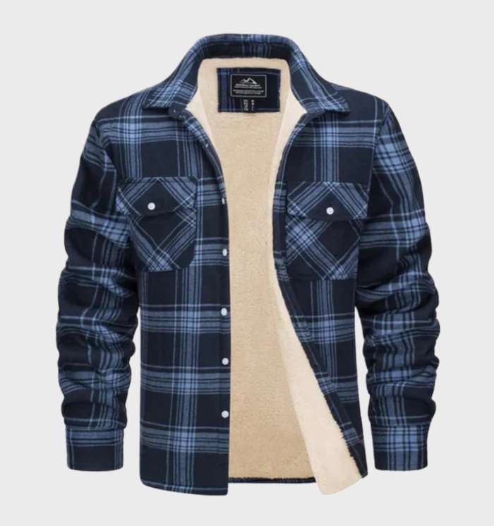 Flanellen Herenjack in vintage Stijl met fleece Voering - George