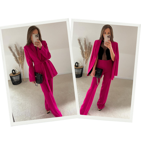 Blazer met riem en pantalon voor dames