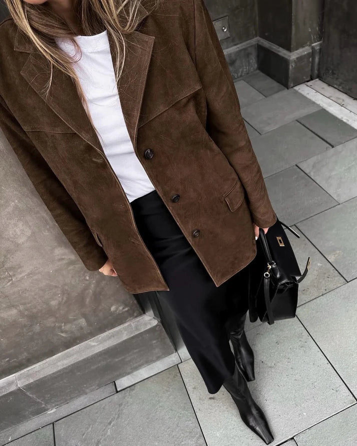 Suède blazer voor dames
