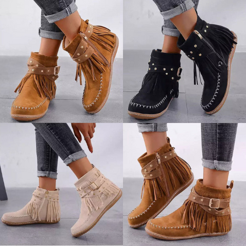 Comfortabele vintage Dames Schoenen Met Rits - Brunen