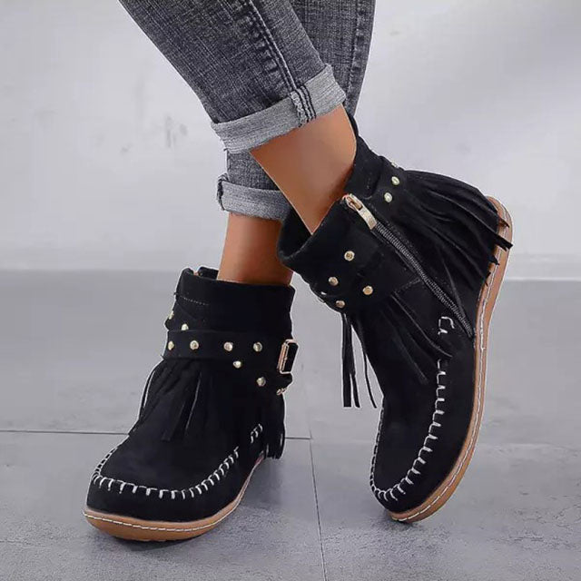 Comfortabele vintage Dames Schoenen Met Rits - Brunen