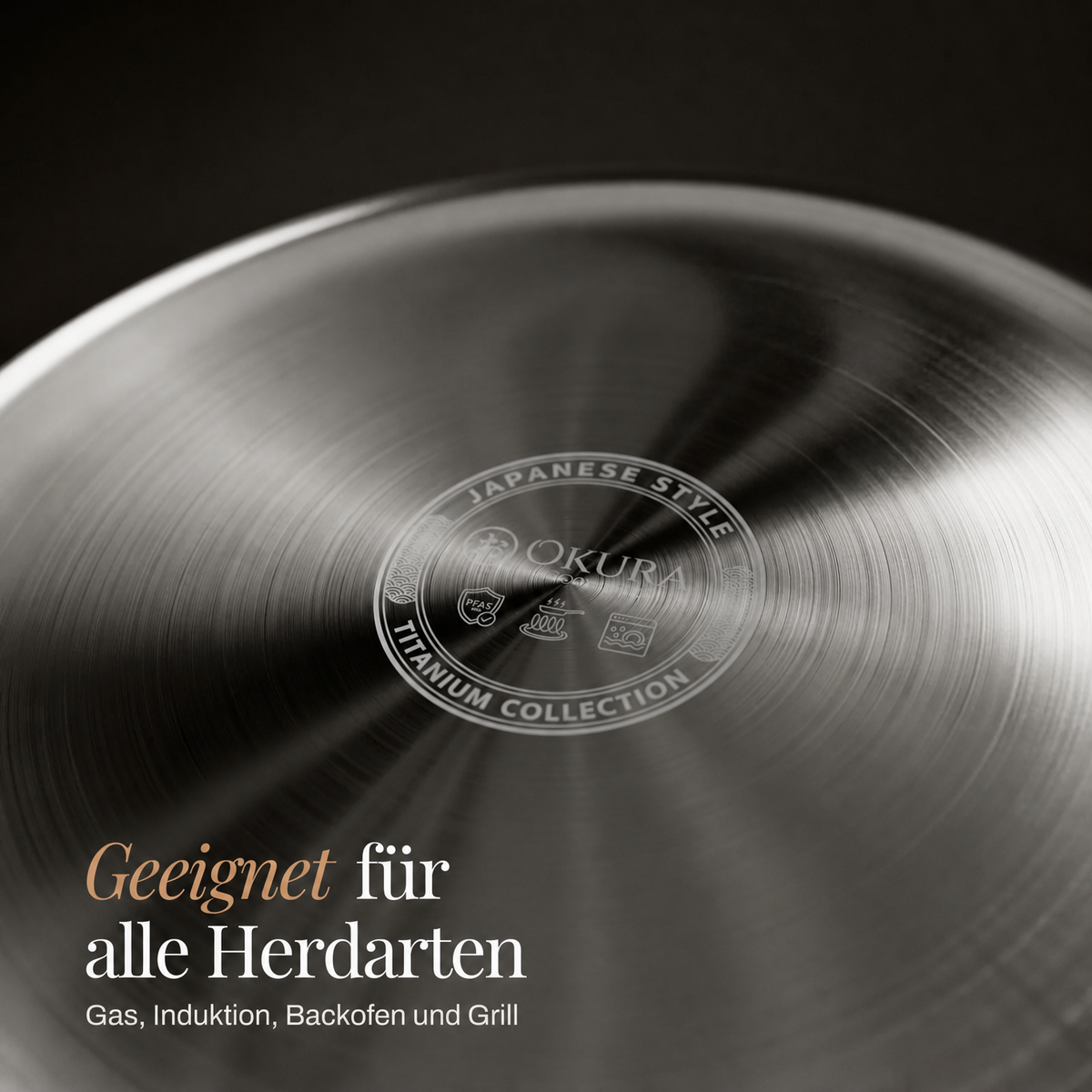 Met de hand gehamerde titanium braadpan met coatingvrij oppervlak