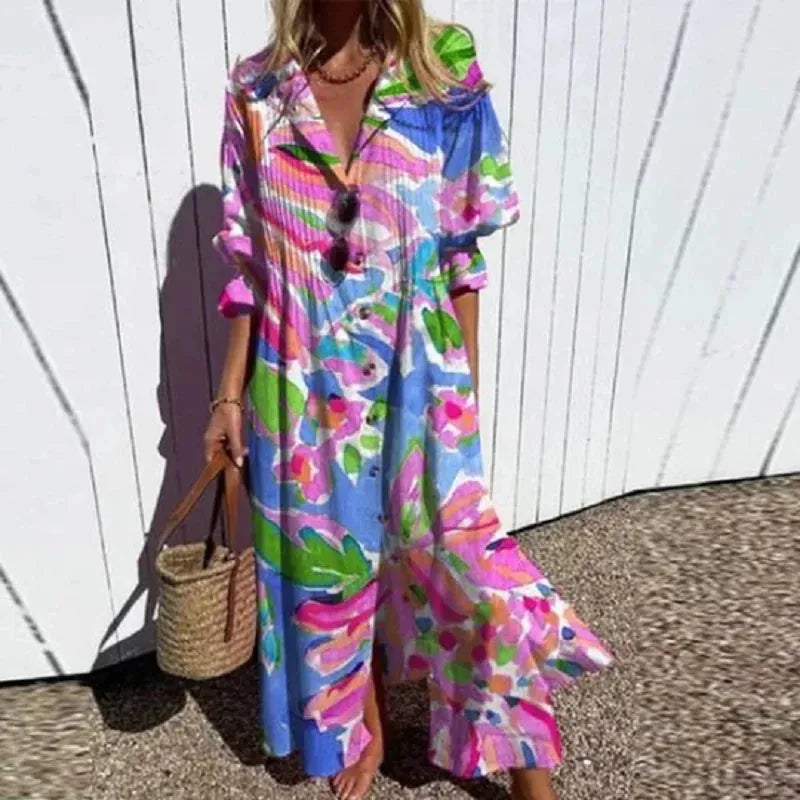 Ora midiblousejurk voor dames met bloemenprint