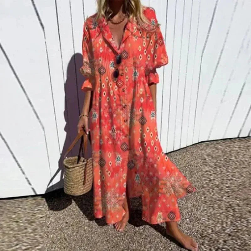 Ora midiblousejurk voor dames met bloemenprint