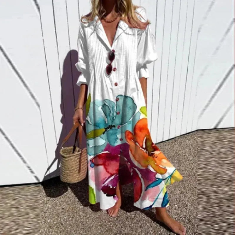 Ora midiblousejurk voor dames met bloemenprint