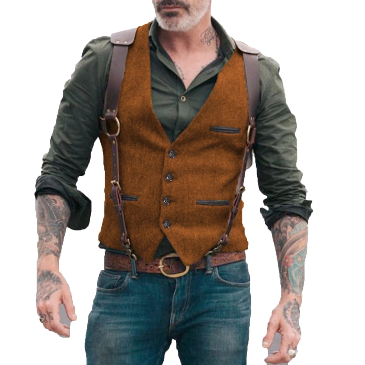 Heren Gilet in Herringbone Stijl