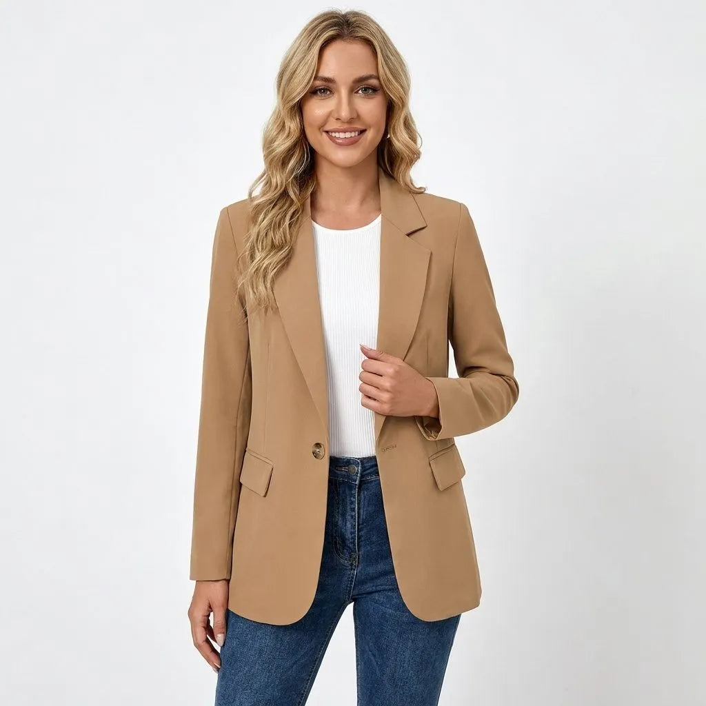 Oriane getailleerde damesblazer met enkele knopenrij en revers met inkeping