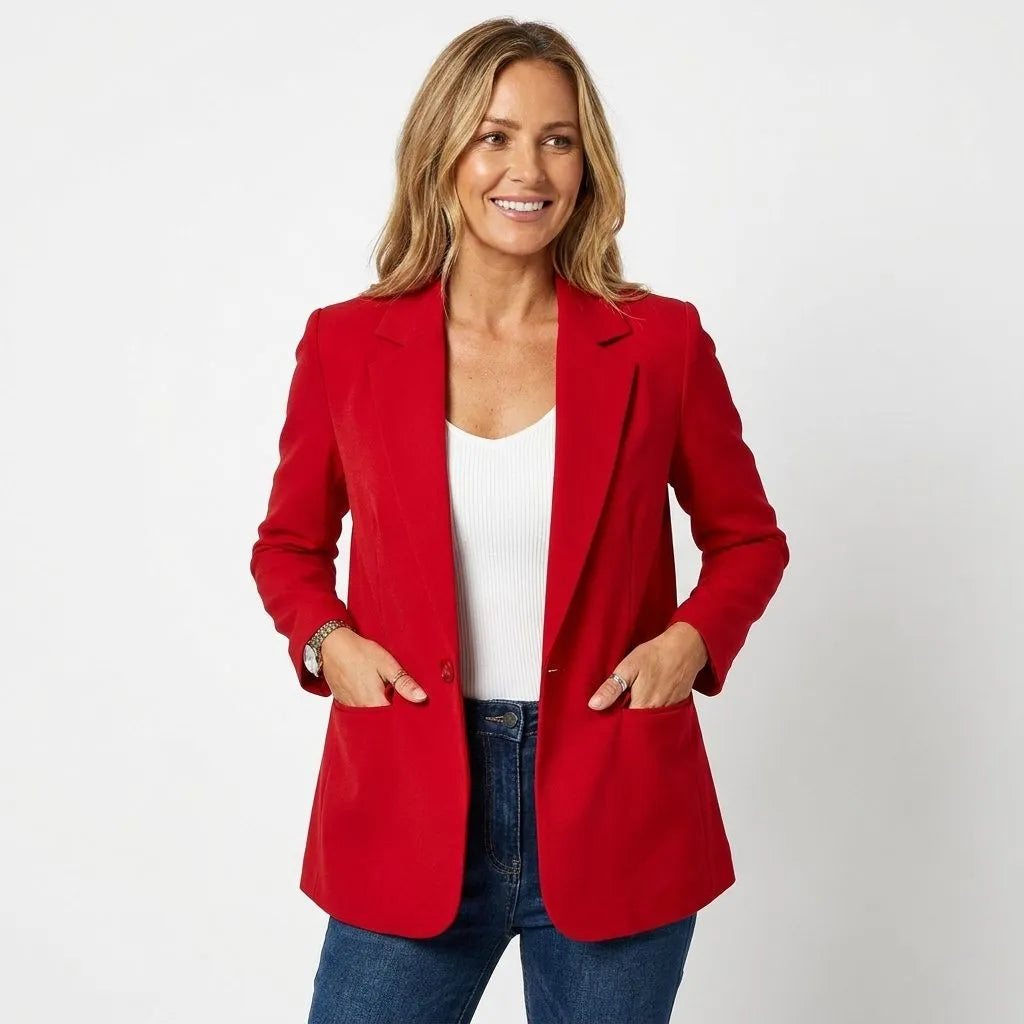 Oriane getailleerde damesblazer met enkele knopenrij en revers met inkeping