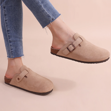 Olen - Leren Boston clogs van zacht suède voor Dames