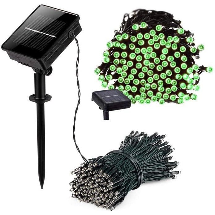 Zonne-energie lichtsnoer voor buiten met 100 LED's sprookjesverlichting voor tuin en landschap met verstelbaar paneel