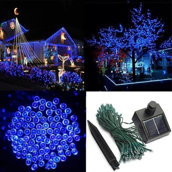Zonne-energie lichtsnoer voor buiten met 100 LED's sprookjesverlichting voor tuin en landschap met verstelbaar paneel