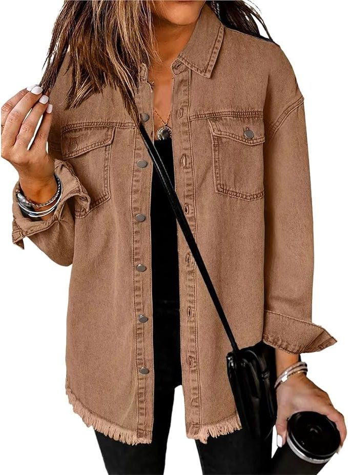 Oversized denim jasje met knoopsluiting voor dames