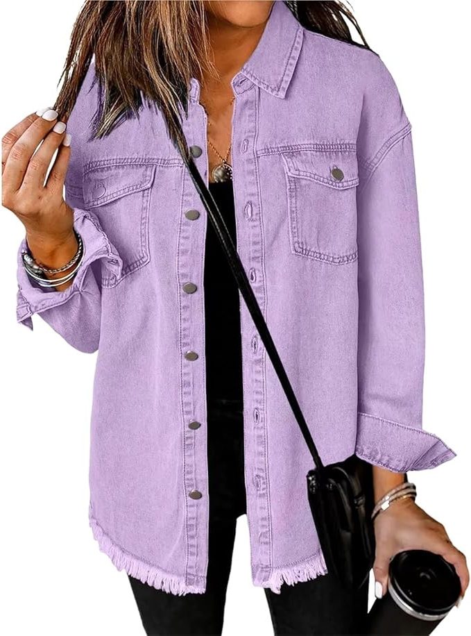 Oversized denim jasje met knoopsluiting voor dames