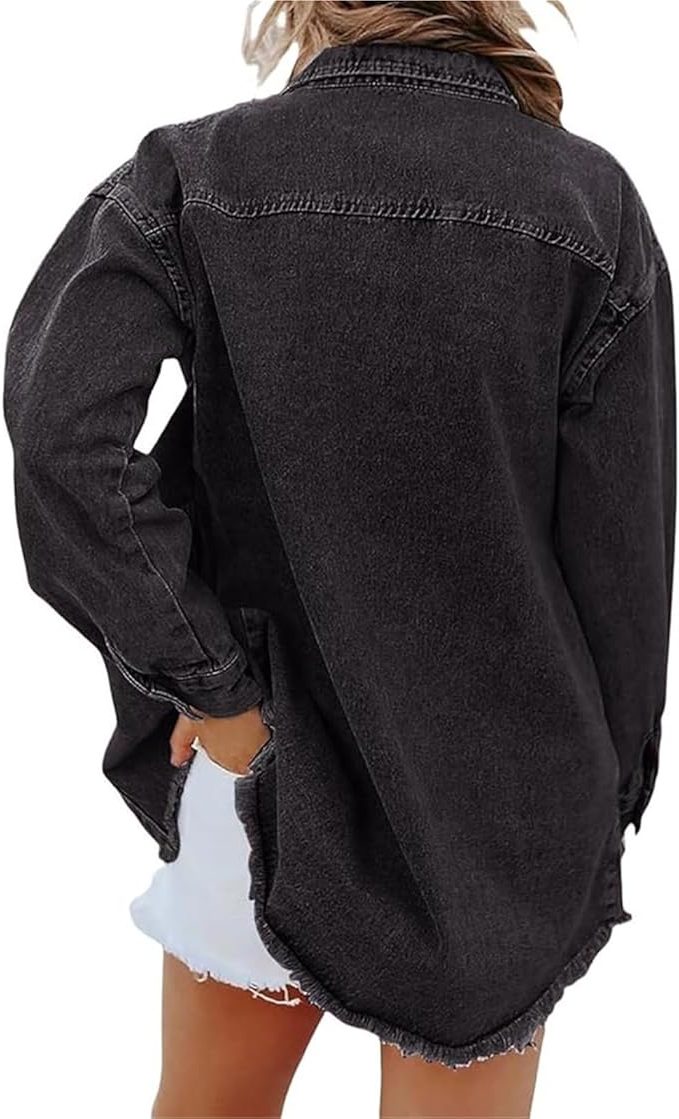 Oversized denim jasje met knoopsluiting voor dames