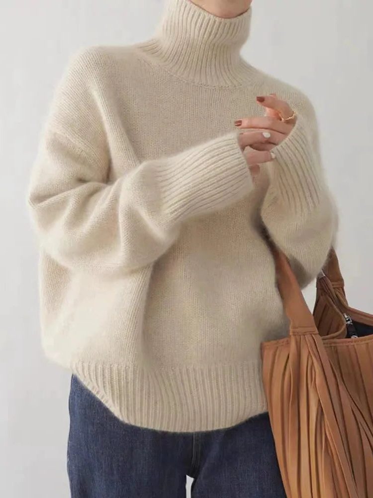 Oversized kasjmieren trui met col voor dames