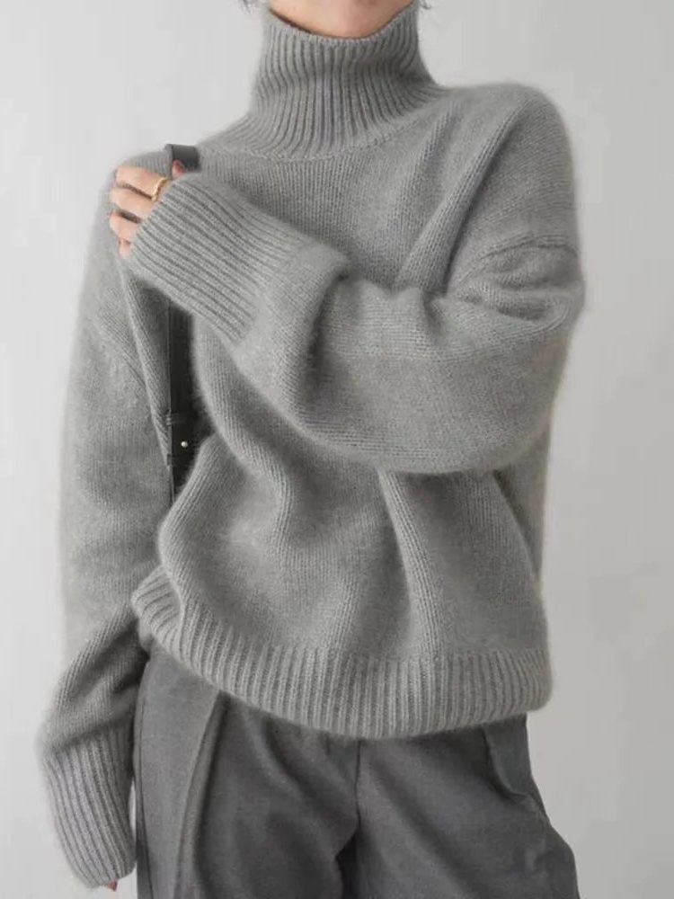 Oversized kasjmieren trui met col voor dames