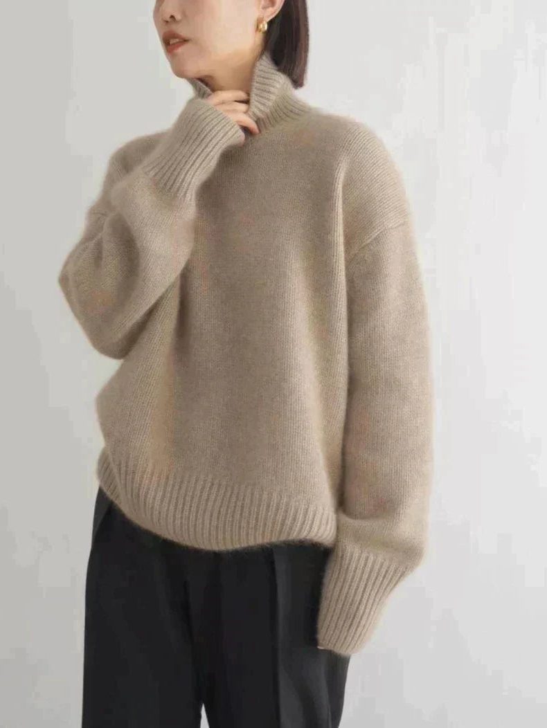 Oversized kasjmieren trui met col voor dames