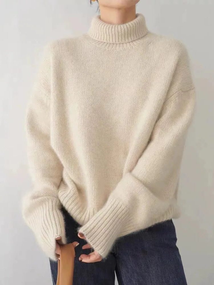 Oversized kasjmieren trui met col voor dames