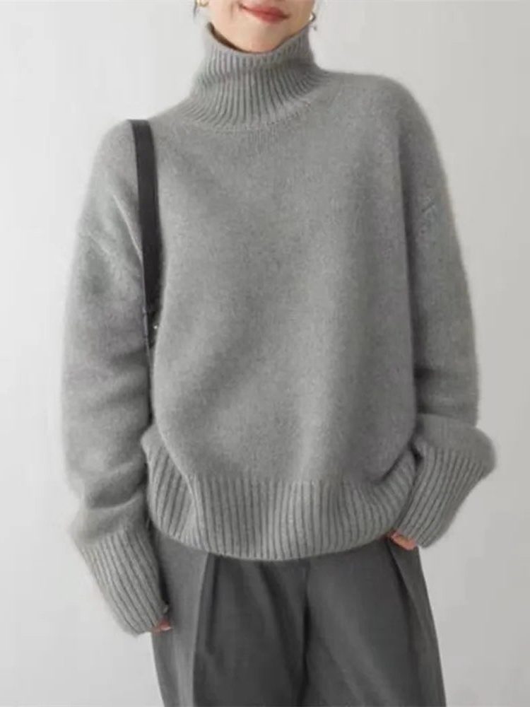 Oversized kasjmieren trui met col voor dames