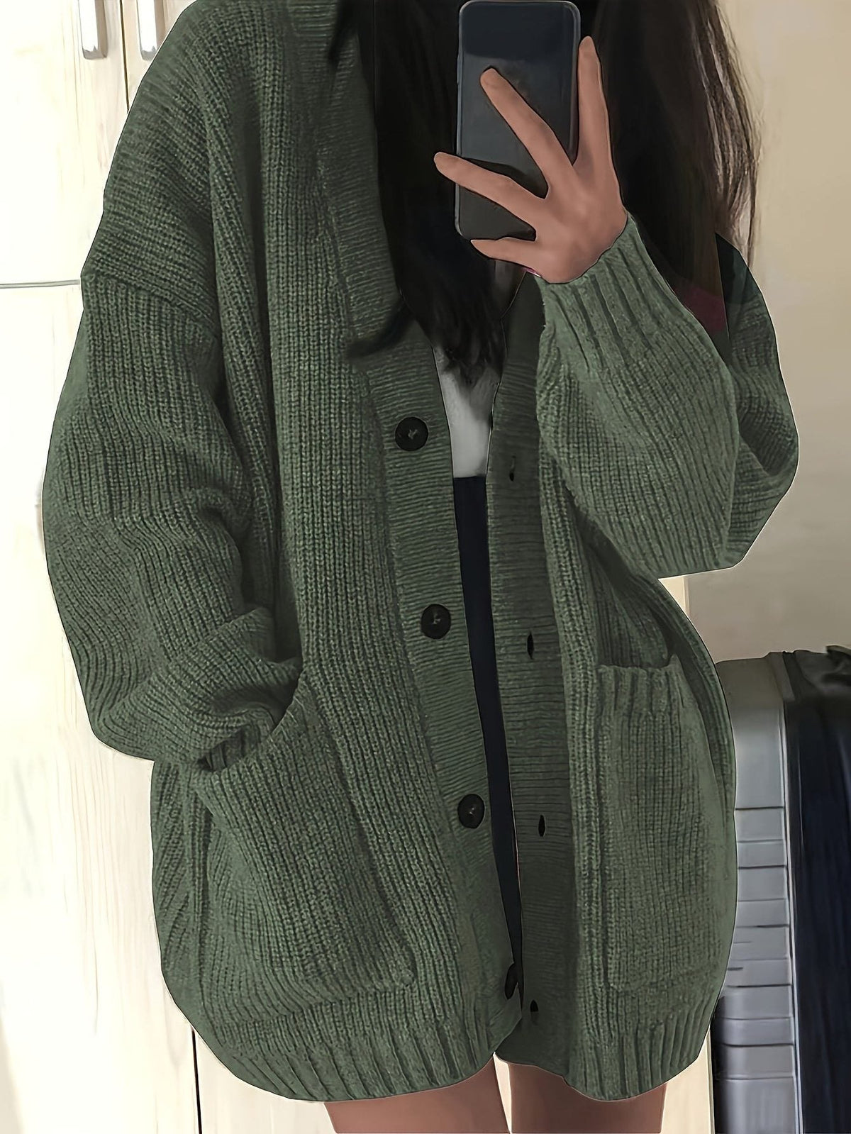 Oversized grofgebreid vest met knoopsluiting voor dames