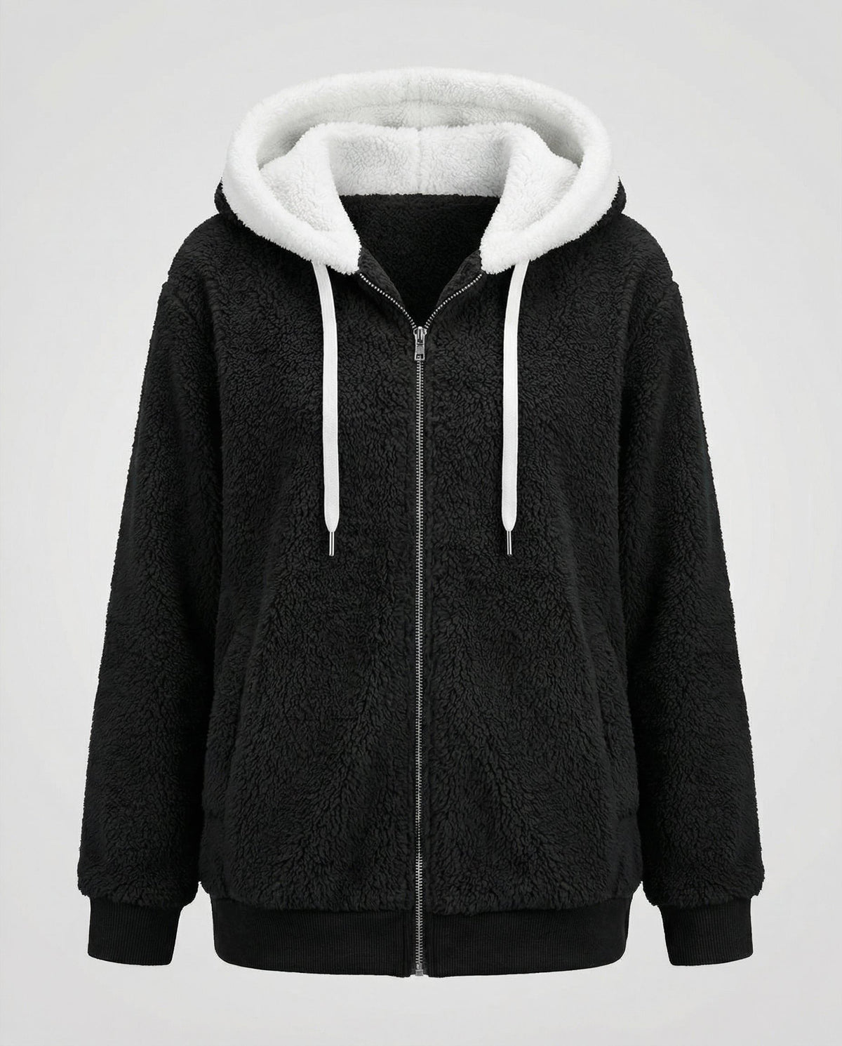 Oversized fleecejack met capuchon en trekkoorden voor dames