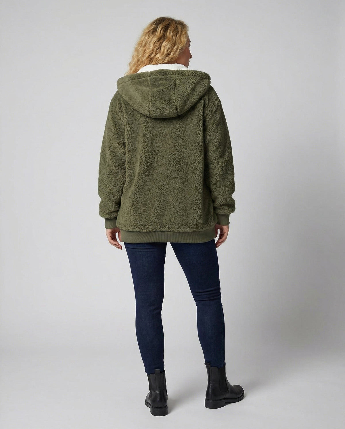 Oversized fleecejack met capuchon en trekkoorden voor dames