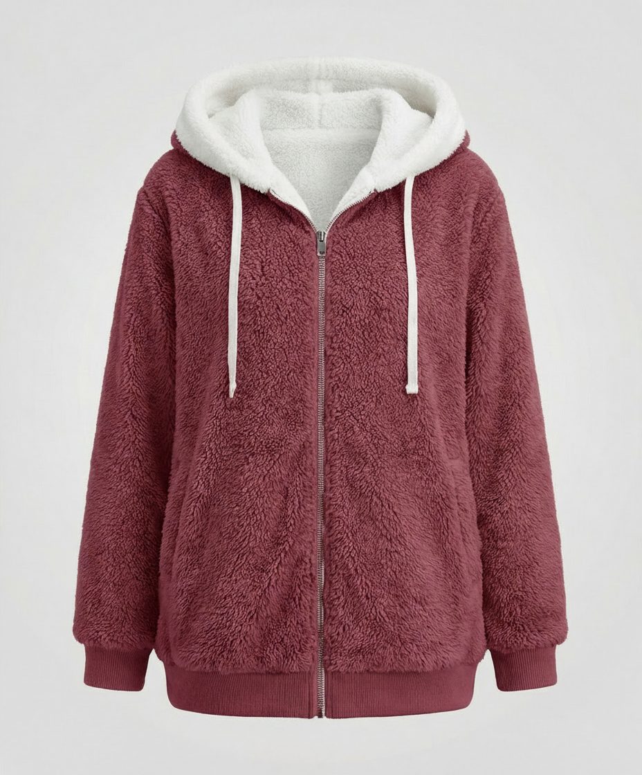 Oversized fleecejack met capuchon en trekkoorden voor dames