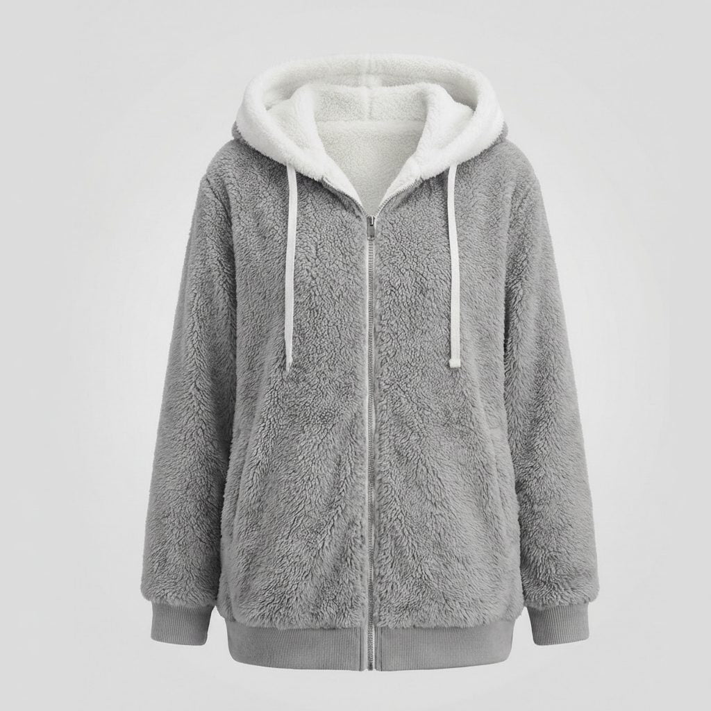 Oversized fleecejack met capuchon en trekkoorden voor dames