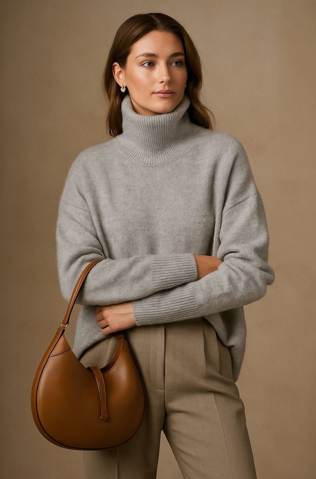 Oversized cashmere trui met col voor dames