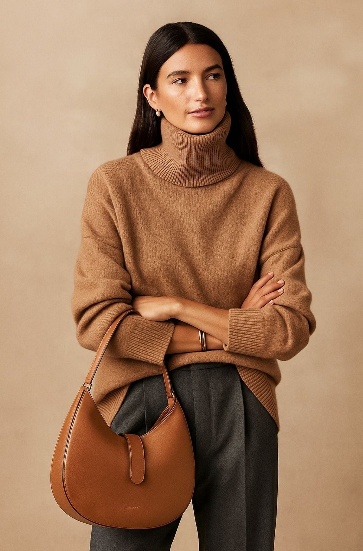 Oversized cashmere trui met col voor dames