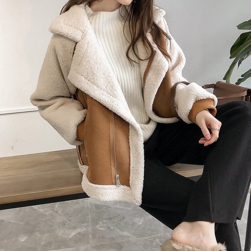 Oversized winterjas van sherpa met rits voor dames