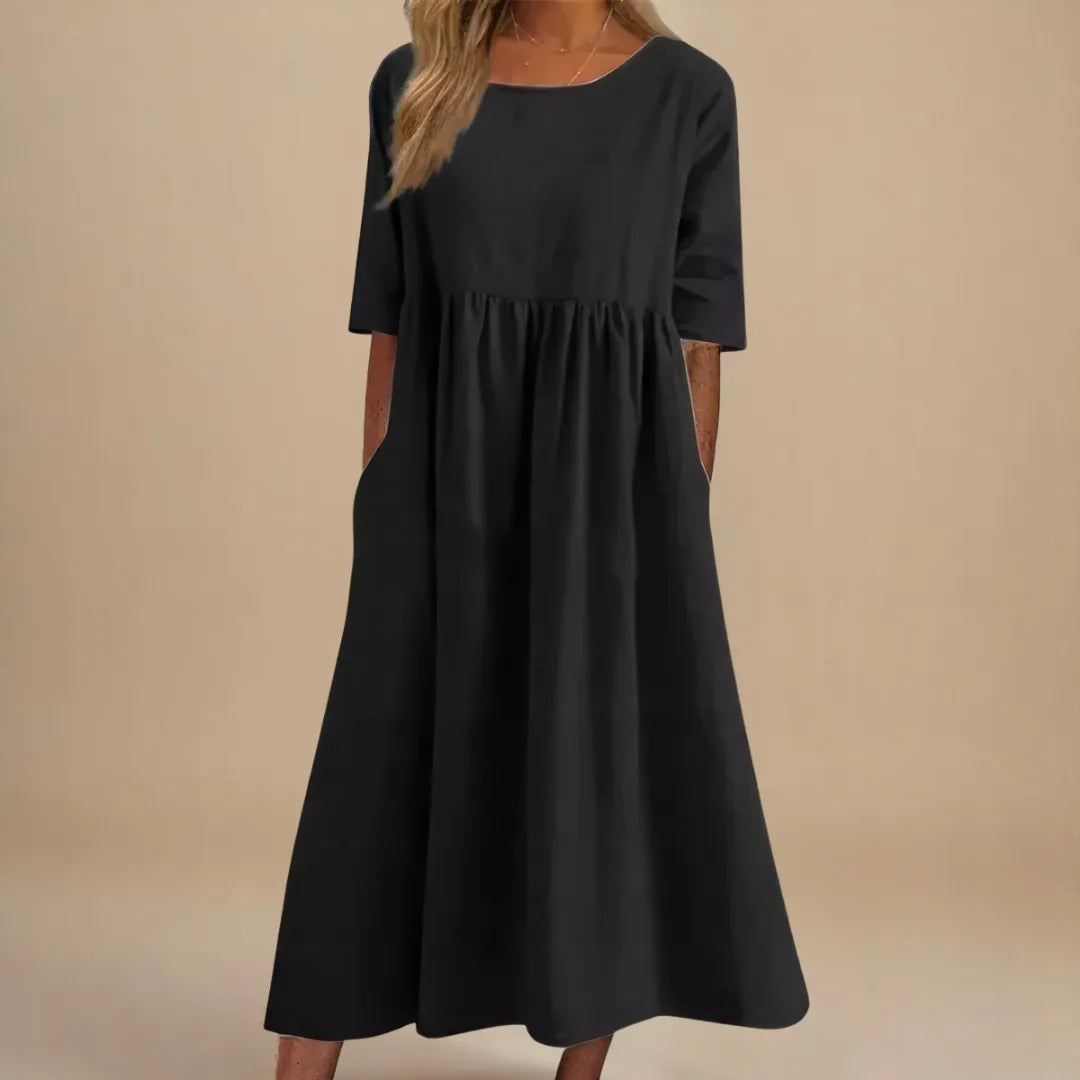 Paisley linnen midijurk voor dames met gerimpelde taille