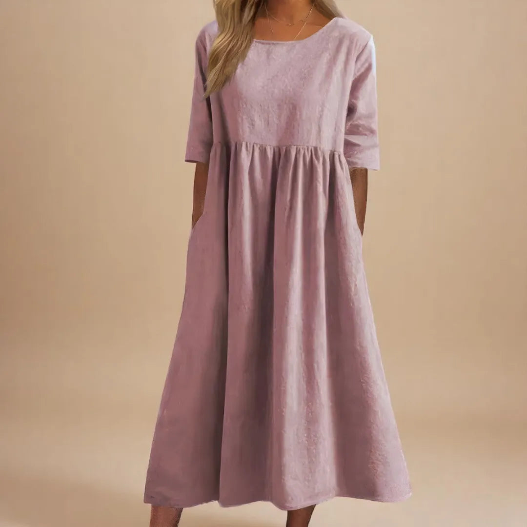 Paisley linnen midijurk voor dames met gerimpelde taille