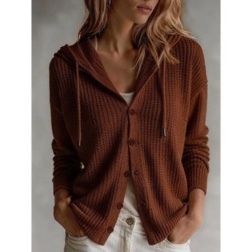 Paloma ribgebreid damesvest met capuchon