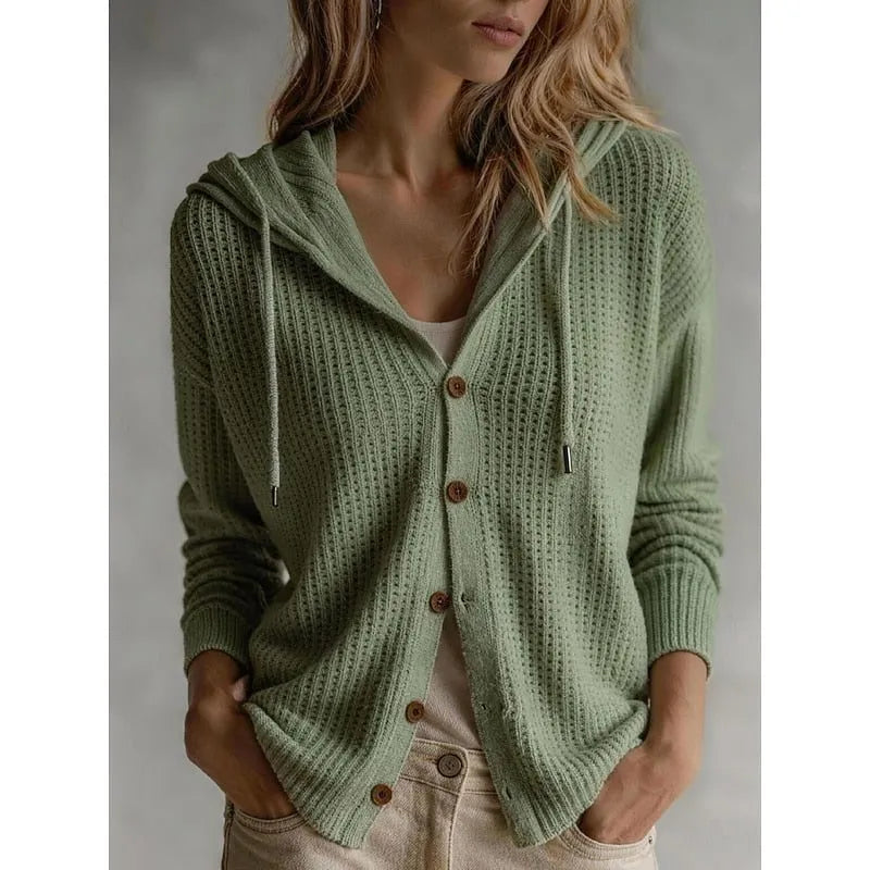 Paloma ribgebreid damesvest met capuchon