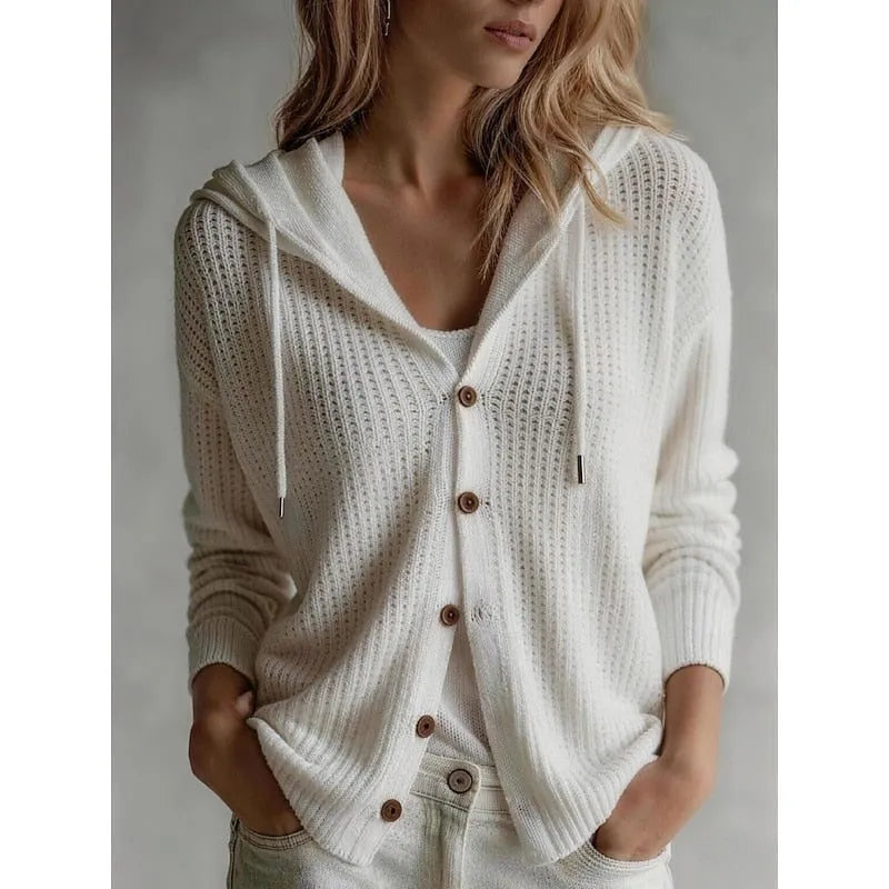 Paloma ribgebreid damesvest met capuchon
