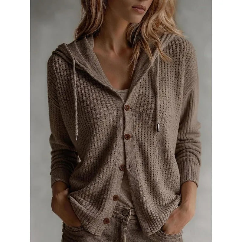 Paloma ribgebreid damesvest met capuchon