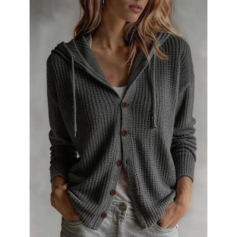 Paloma ribgebreid damesvest met capuchon